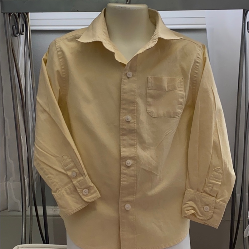 Janie & Jack Soft Yellow Boys Poplin Shirt Sz 3